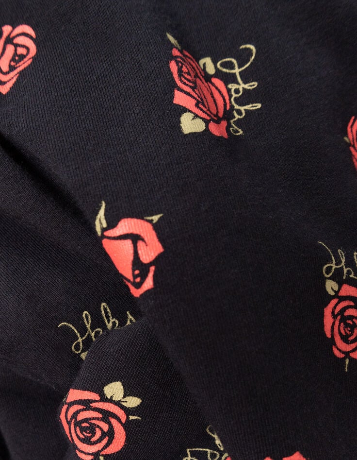 Mädchenwendeleggings in Schwarz und mit Rosenprint-8 Mädchenwendeleggings in Schwarz und mit Rosenprint-8