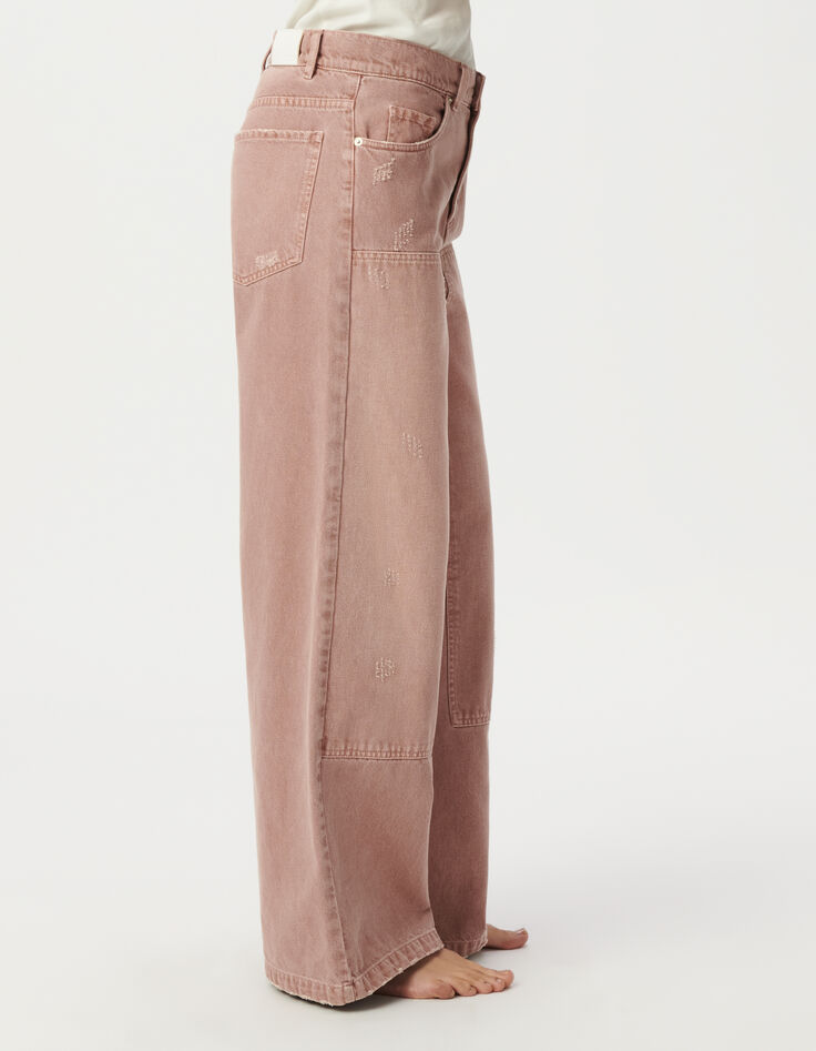 Rosa weite Damenjeans hoher Bund Edie-4 Rosa weite Damenjeans hoher Bund Edie-4