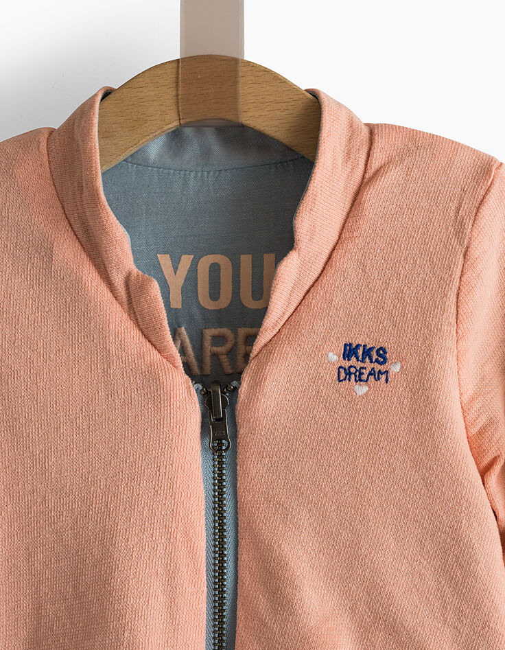 Baby girls’ bleach blue+pink reversible cardigan-5