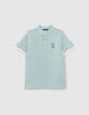 Polo aqua bio avec broderies dos garçon -2