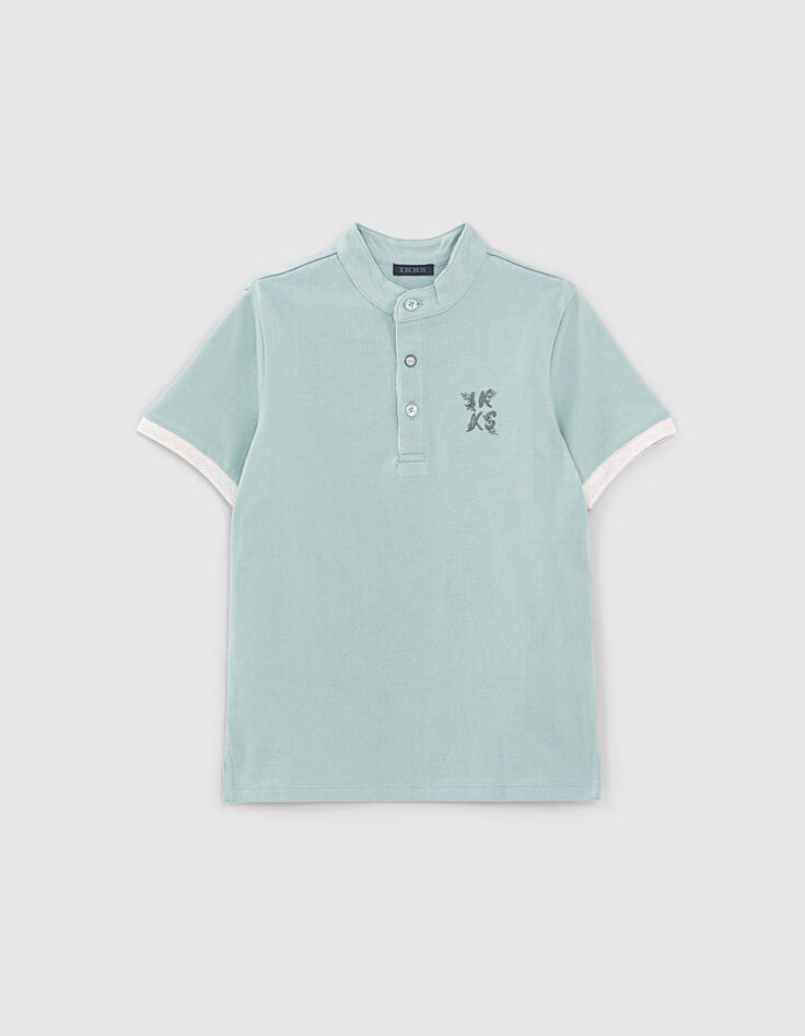 Polo aqua bio avec broderies dos garçon -2