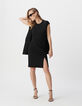Robe noire fendue maille Milano Femme-5