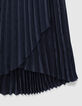 Women’s navy skull motif jacquard pleated skirt-6