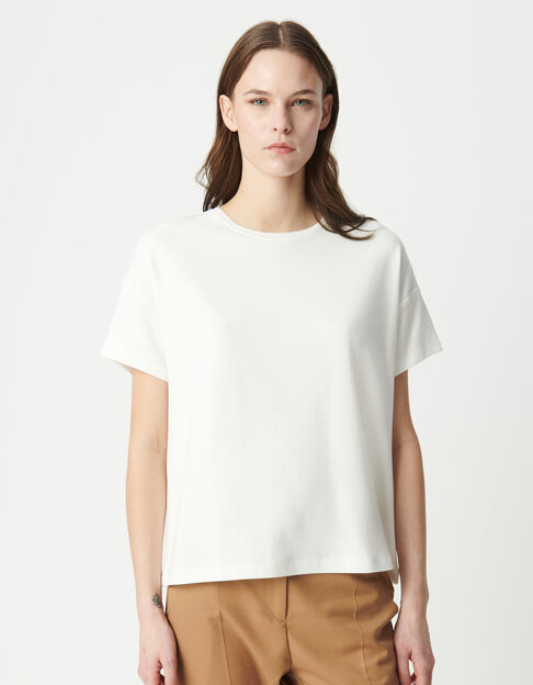 Women's white round neck embroidery chevron back tee-shirt - IKKS