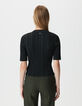 Women’s black knit striped figure-hugging sweater-3
