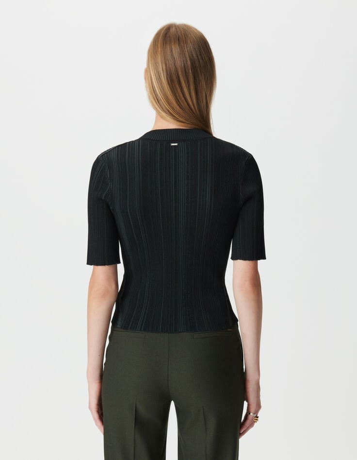Women’s black knit striped figure-hugging sweater-3 Women’s black knit striped figure-hugging sweater-3