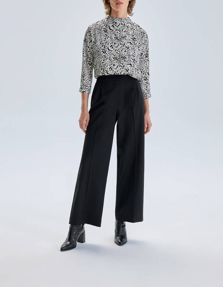 Pantalón ancho negro tiro alto mujer-5