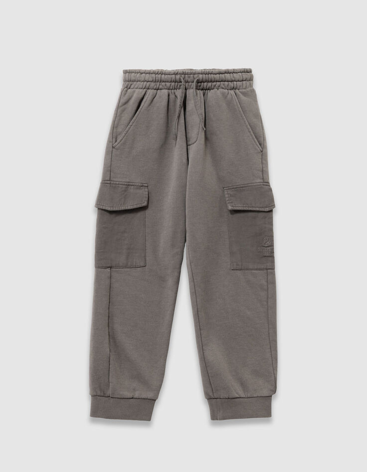 Khaki Jungenjogginghose Biobaumwolle im Battlestil-2