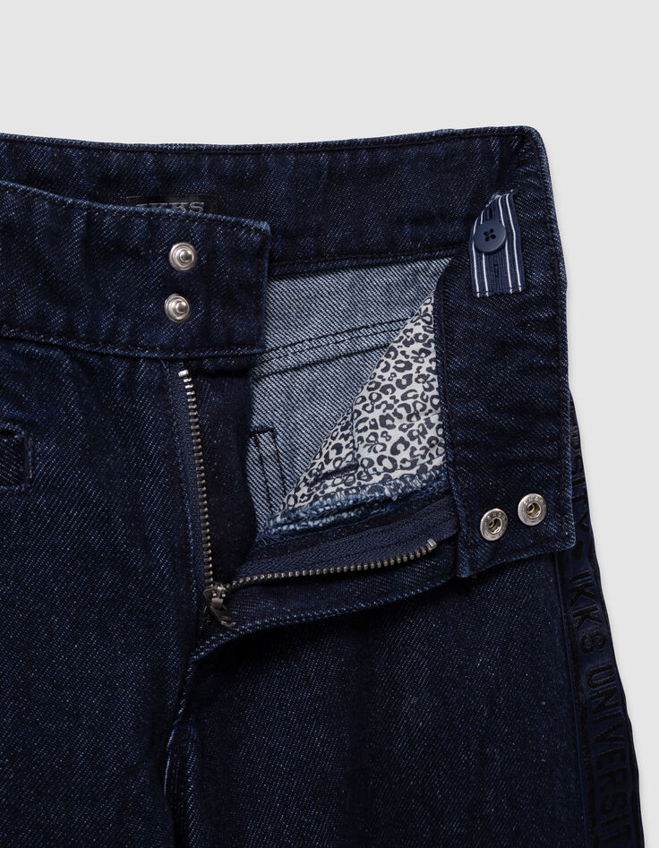 Jean large bleu larges bandes côtés fille-5