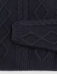 Schwarzer Zopfstrick-Kapuzenpullover für Mädchen-4