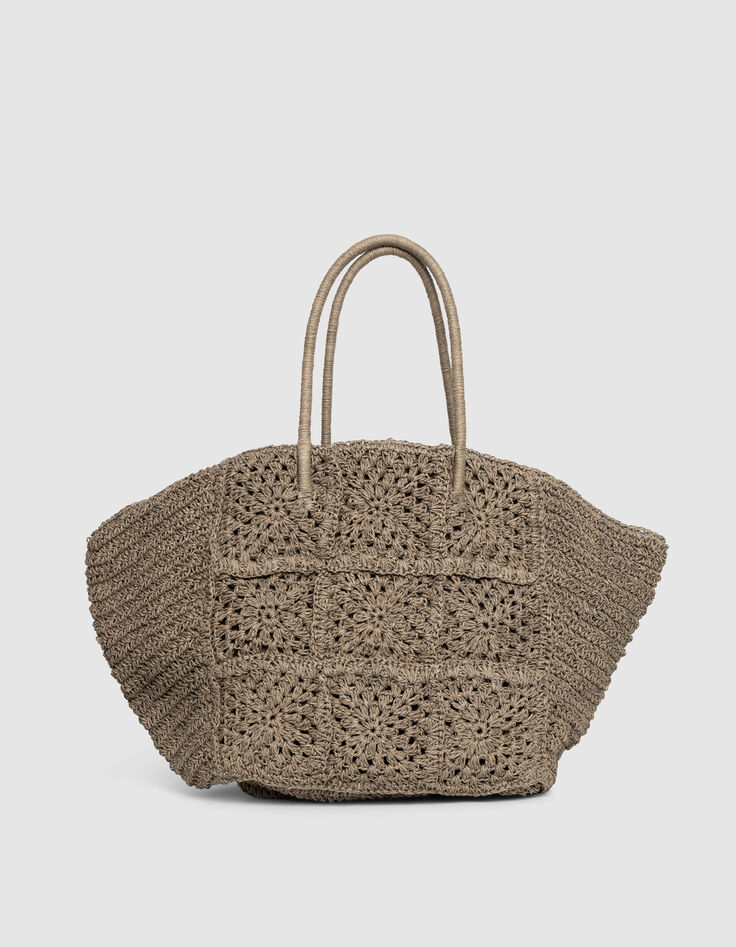 Panier kaki tressage façon raphia-4