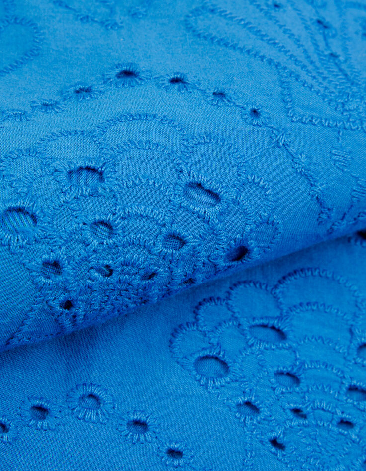 Blaues &auml;rmelloses Damenoberteil mit Lochstickerei-9
