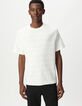 T-shirt manches courtes blanc jacquard rayures Homme-1
