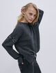 Grauer Pure Edition Damenpullover mit Stickerei-1