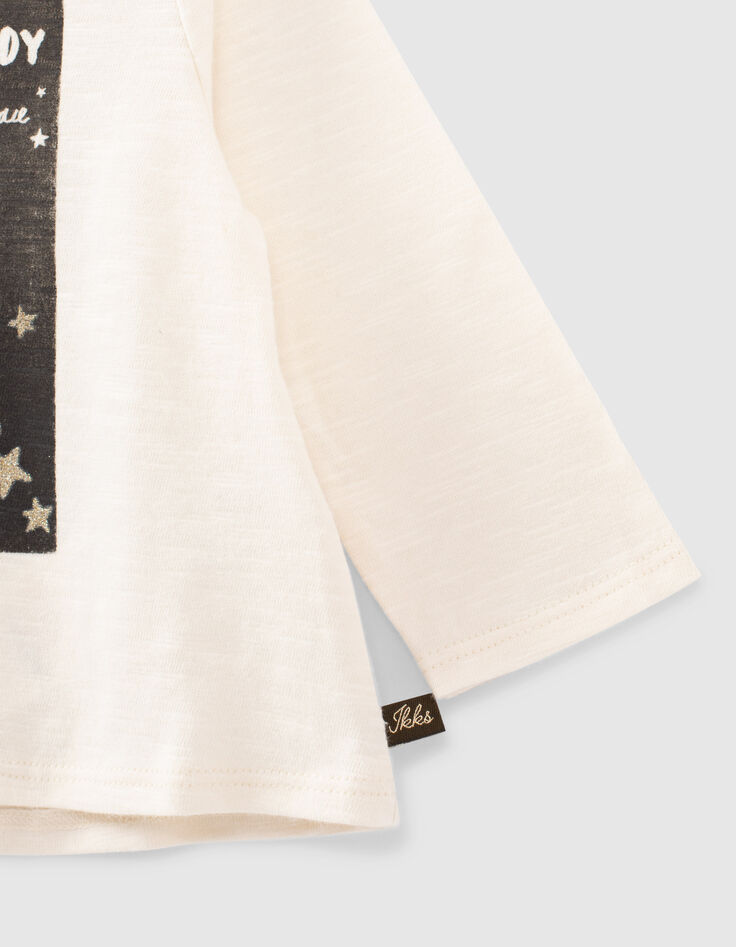 T-shirt écru bio visuel tigre-astronaute bébé fille-4