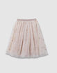Girl's white tulle midi skirt-2