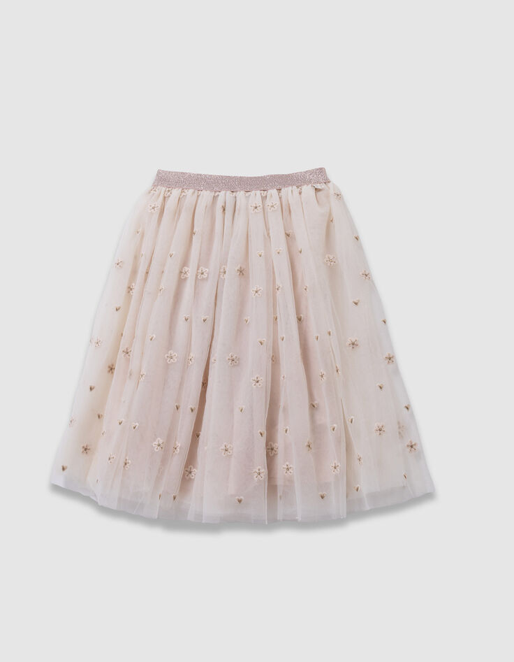 Girl's white tulle midi skirt-2