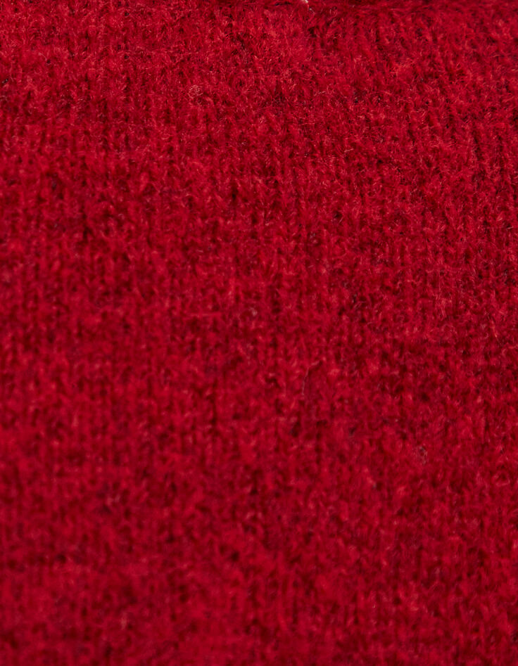 Men's red springy knit round neck sweater-5 Men's red springy knit round neck sweater-5