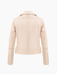 Blouson nude en cuir d'agneau détails zips femme-2