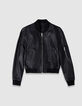 Schwarze Oversize-Damenbomberjacke aus Leder-5