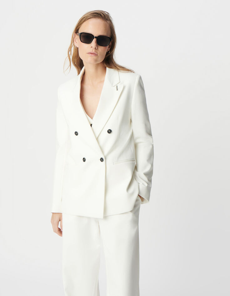 Veste de tailleur blanche coupe large maille Milano Femme-3