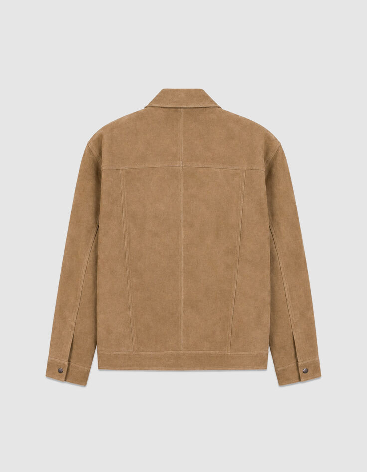 Beige su&egrave;de herenjas met opgestikte zakken-7