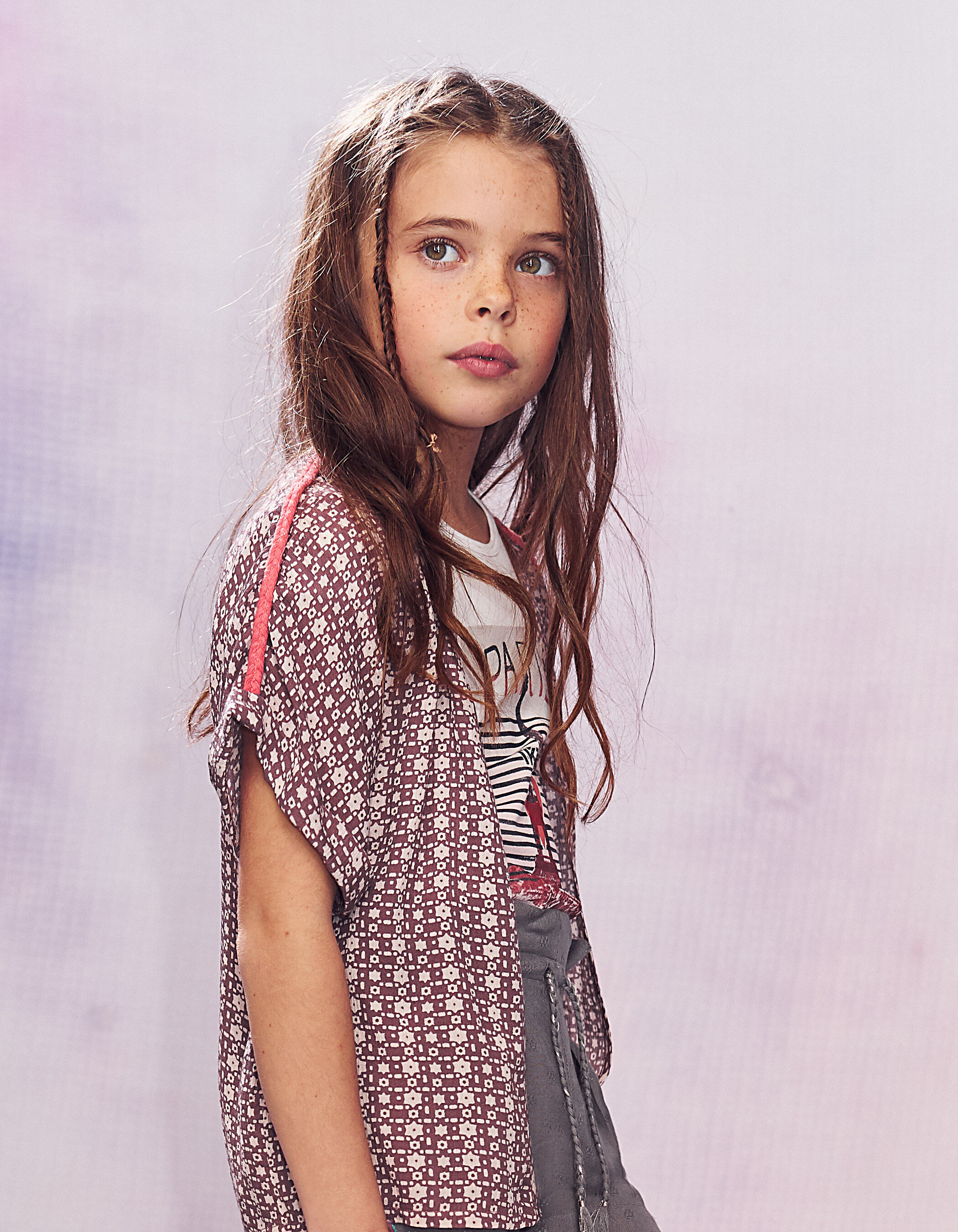 Girls geometric print redwood cardigan IKKS