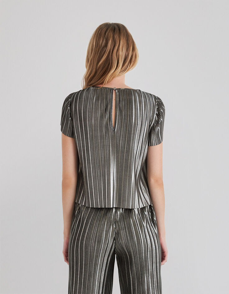 Women’s silver pleated loose top-2 Women’s silver pleated loose top-2