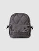 Girls’ black rucksack with ecru gingham, ruffled details-3