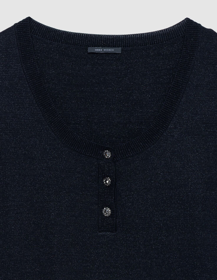 Women's fine black sequined button-down sweater-8