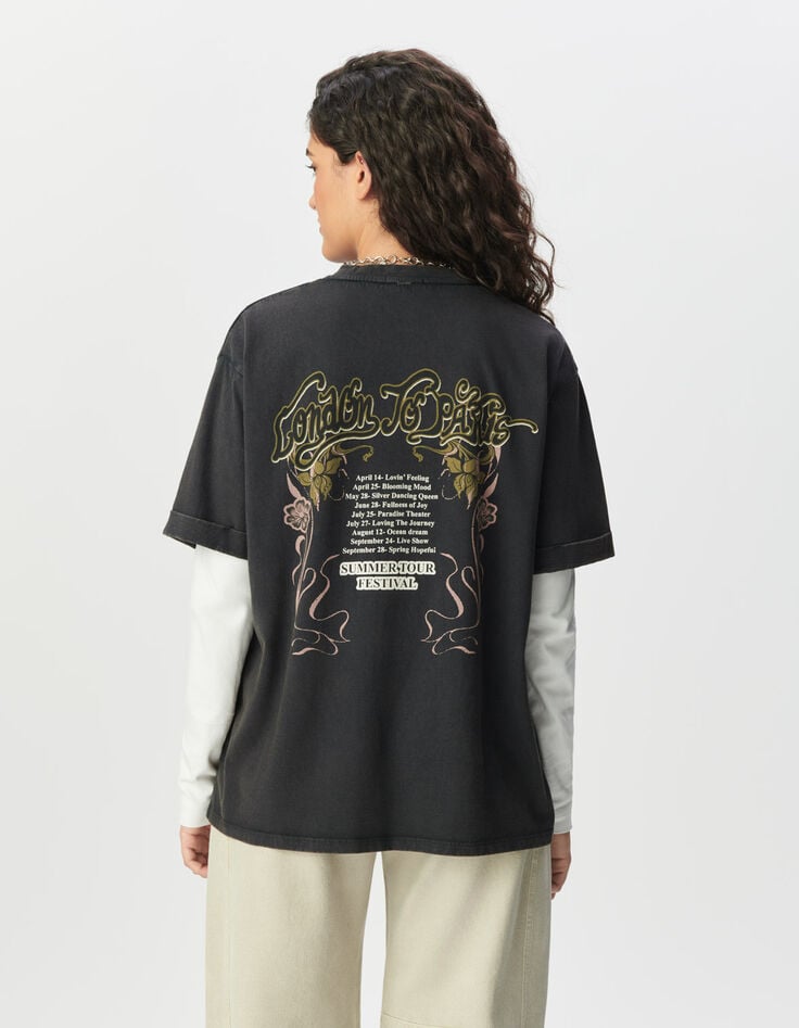 Camiseta gris oversize diseño maxi espalda mujer-2 Camiseta gris oversize diseño maxi espalda mujer-2