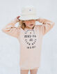 Girls’ pink sweatshirt-dress+slogan&embroidered star-1