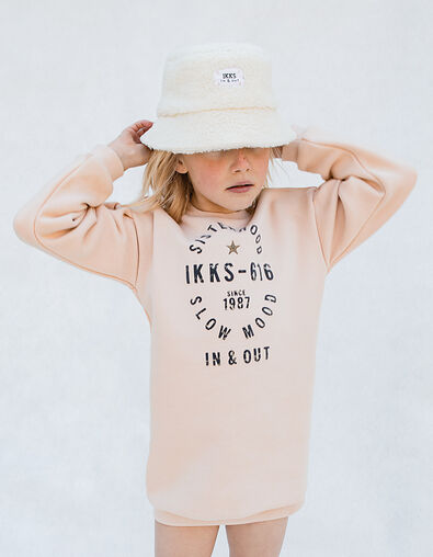 Girls’ pink sweatshirt-dress+slogan&embroidered star - IKKS