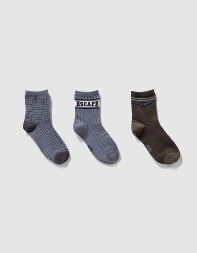 Boys’ khaki and grey blue socks - IKKS