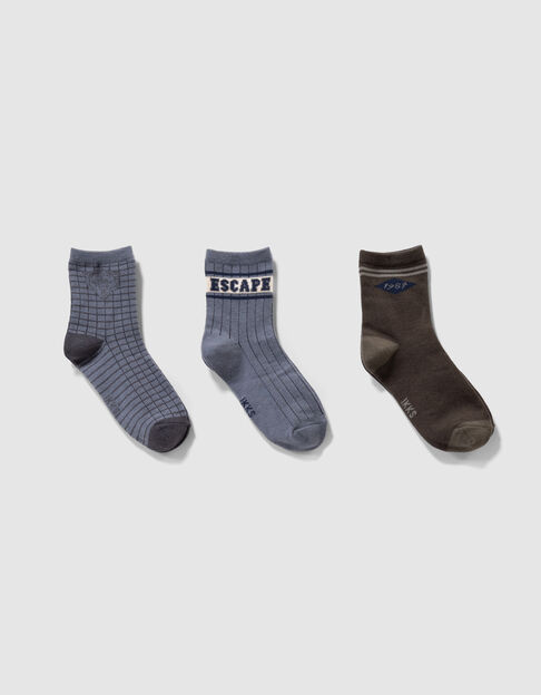 Boys’ khaki and grey blue socks - IKKS