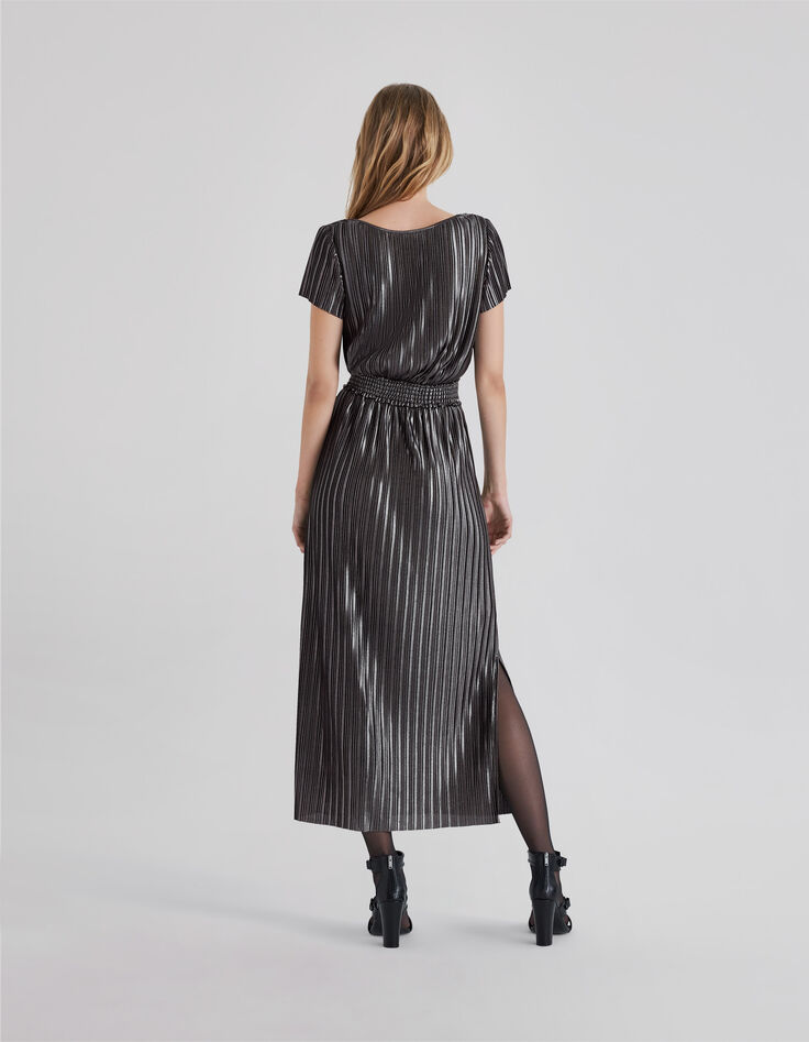 Women’s silver pleated long dress-3