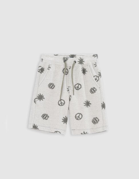 Bermuda kaki éponge motifs peace and love garçon - IKKS