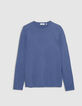 Men's blue organic cotton fine knit flamed sweater-6