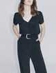 Combinaison viscose Ecovero® longue noire nouée dos femme-2
