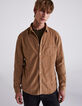 Chemise SLIM beige foncé velours milleraies Homme-4