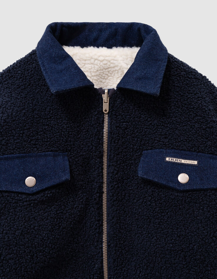 Veste réversible en jean brut et sherpa fille-7