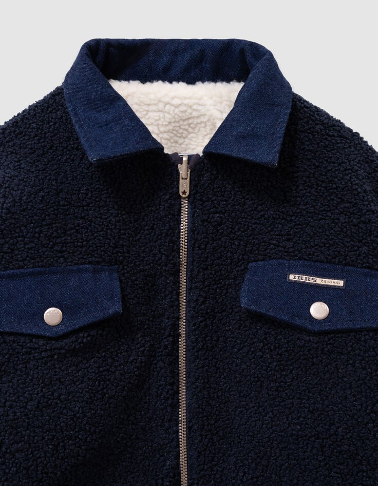 Omkeerbaar jasje in raw denim en sherpa meisjes-7 Omkeerbaar jasje in raw denim en sherpa meisjes-7