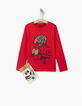 Tee-shirt rouge tigre et stickers amovibles garçon-4