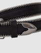 Schwarzer Lederg&uuml;rtel mit Rei&szlig;verschl&uuml;ssen Metallspitzen-5