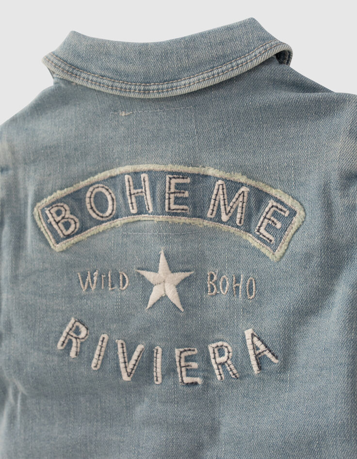 Blaue Jeansjacke mit Tressen für Babymädchen-5
