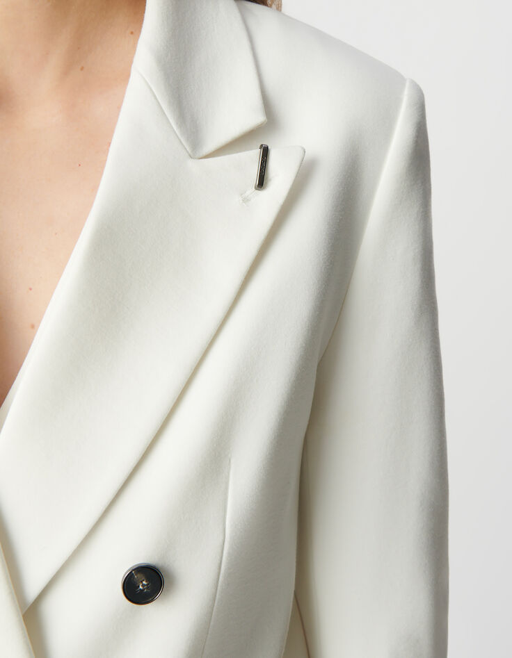 Veste de tailleur blanche coupe large maille Milano Femme-5