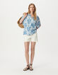 Chemise LENZING™ ECOVERO™ imprimé faïence bleu Femme-1