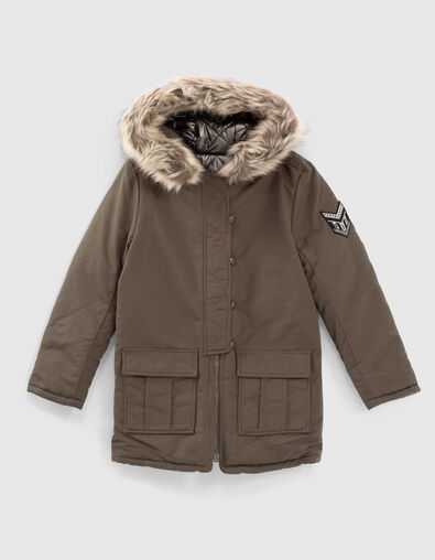 Parka r&eacute;versible bronze et matelass&eacute;e m&eacute;tallis&eacute;e fille - IKKS