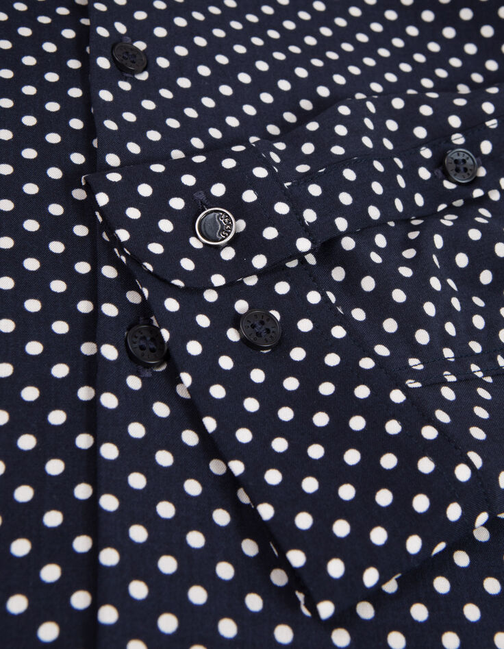 Camisa SLIM azul marino LENZING™ ECOVERO™ lunares hombre-6