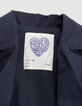 Marineblauer kurzer Mädchen-Trenchcoat mit Glitzer-7
